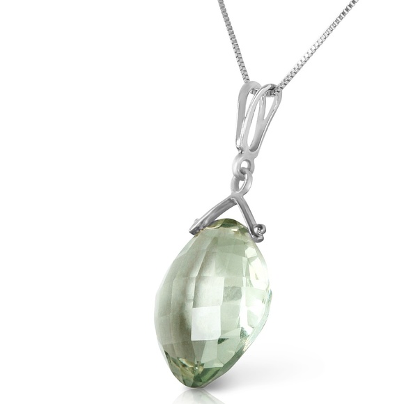 NECKLACE W/NATURAL CHECKERBOARD CUT GREEN AMETHYST - Picture 2 of 5
